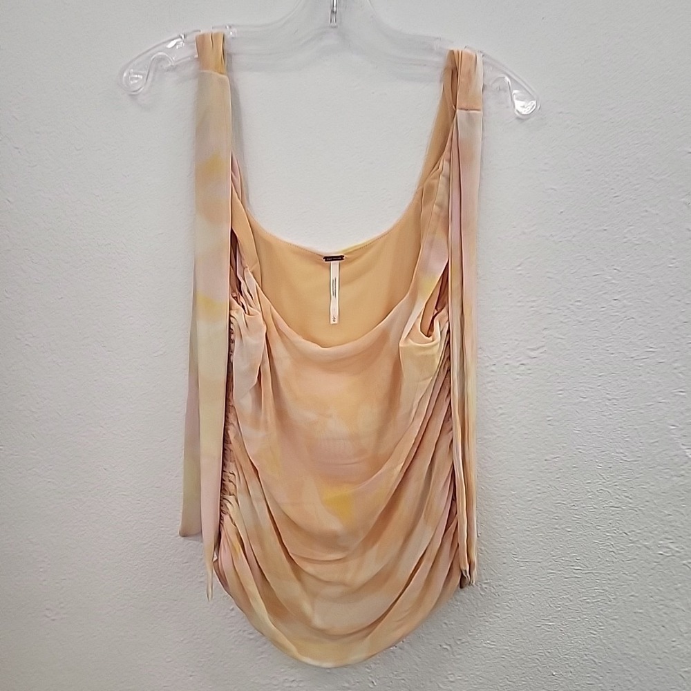 Free People Mesh Multi Color Sleeve-less Top, Size Large